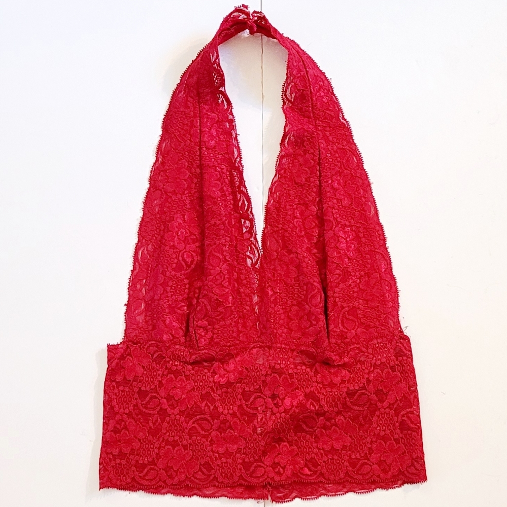 Red lace halter